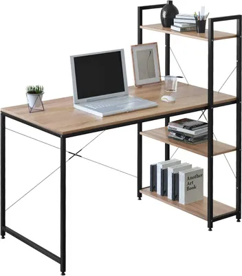 Zdjęcie produktu dla Biurko z półką na przechowywanie, wykonane z drewna i stali | 120x64x120 cm
