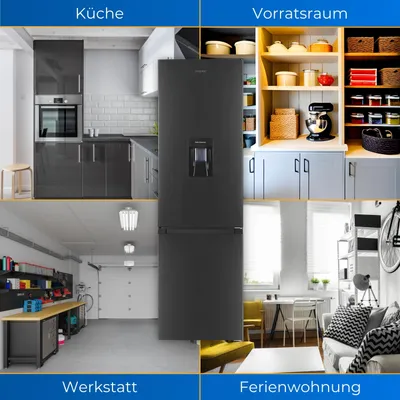 Produktbild von Exquisit Kühl-Gefrierkombination KGC265-70-WS-040E inoxlook-az | 260 L Volumen | Kühlgefrierkombination freistehend mit Wasserspender | Alarm | 4 Sterne gefrieren