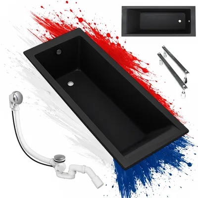 Obrázek produktu pro Vana AQUA for you KRONOS Slim 170×70 Černá , včetně sifonu a nožiček v balení