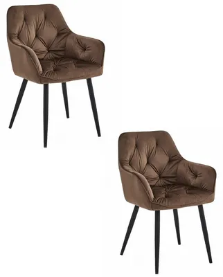 Imagen del producto de Set de 2 sillas Jork de terciopelo marrón con patas negras