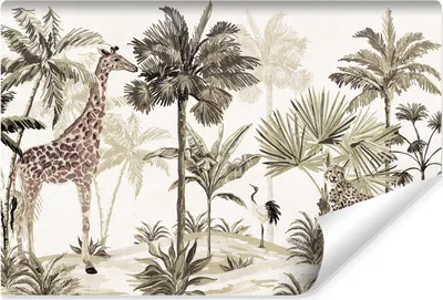 Produktbild von Muralo Vlies Fototapete DSCHUNGEL wilde Tiere tropische Pflanzen Retro Br. 368cm x Hö. 254cm