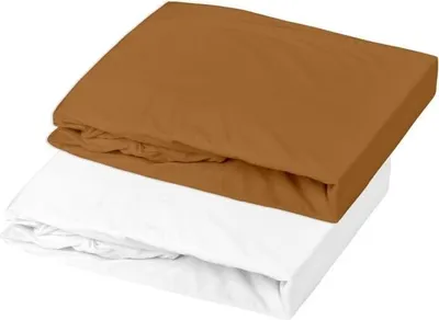 Produktbild von Spannbettlaken & Matratzenschoner Set 60x120 cm, Caramel, Baumwolle, Polyurethan, Wasserdicht, Atmungsaktiv
