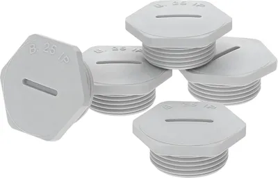 Produktbild von 5 Stück Kalitec G4616009 PG16 Blindstopfen Kunststoff sechskant lichtgrau