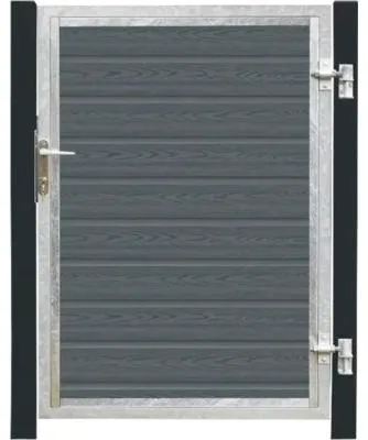 Produktbild von Einzeltor PLUS Artura Verbundwerkstoff rechts angeschlagen inkl. Pfosten schwarz zum Einbetonieren 115 x 135 cm schiefer