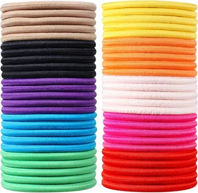 Image de Bandeaux élastiques pour cheveux 50 pièces multicolores support queue de cheval 4 mm
