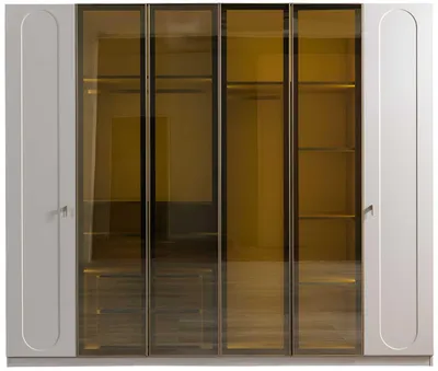 Produktbild von Kleiderschrank Modern Weiß Designer-Kleiderschrank Goldeinsätze