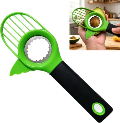Produktbild von Avocadoschneider 3-in-1, grün schwarz, für Obst