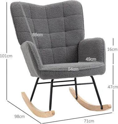Produktbild von Schaukelstuhl - Schwingstuhl - Wiegestuhl - Sessel - Dunkelgrau - Berberfell - Bis 120 kg