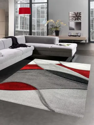 Obrázok produktu pre Koberec moderný koberec obývacia izba vlny červená sivá čierna veľkosť - 80 x 300 cm