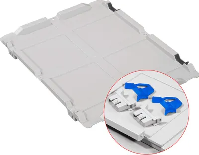 Produktbild von Scharnierdeckel Set Eurobox NextGen mit 2 blauen Schiebeschnappverschlüssen | BxT 40x60cm | Grau | Eurobehälter, Transportbox, Transportbehälter, Stapelbehälter