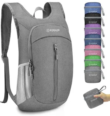 Immagine prodotto di Piccolo zaino pieghevole per escursioni e viaggi, 10 L, grigio