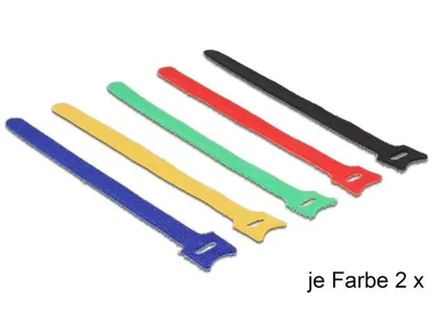 Produktbild von DeLOCK 18635, Nylon, Schwarz, Blau, Grün, Rot, Gelb, 200 mm, 12 mm, 10 Stück(e)