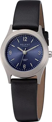 Produktbild von Regent Leder Damen Uhr Armbanduhr Quarz schwarz Lederarmband D2URF1439