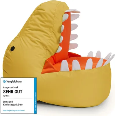 Produktbild von LUMALAND Animal Line Kindersitzsack Dino - Senfgelb
