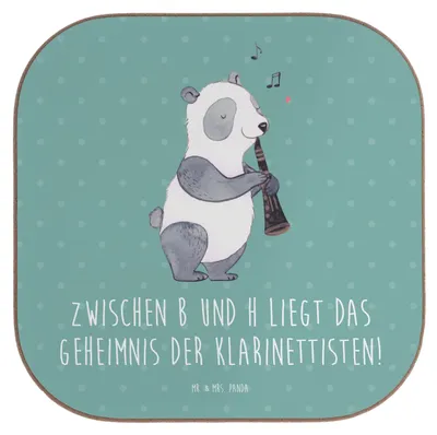 Produktbild von Mr. & Mrs. Panda Untersetzer für Gläser Klarinette Geheimnis - Meeresbrise - Geschenk, Lernen, gläseruntersetzer, Tassenuntersetzer, Ensemble, Instrument, kreative Musik