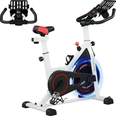 Produktbild von HOMCOM Heimtrainer Fahrrad Hometrainer Fahrrad mit LCD-Display, verstellbarem Sitz, Rollen, Indoor Fitnessbike mit Becherhalter für Zuhause, Stahl