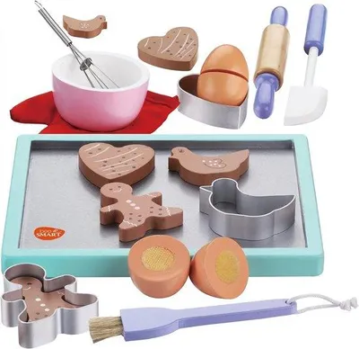 Produktbild von Famanu Holz-Kekse-Backset - 20-teiliges Küchenspielset für Kinder