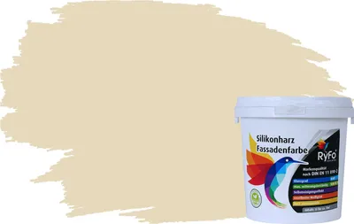 Produktbild von RyFo Colors Silikonharz Fassadenfarbe Lotuseffekt Trend Weißtöne Hellelfenbein 1l - bunte Fassadenfarbe, weitere Weiß Farbtöne und Größen erhältlich, Deckkraft Klasse 1