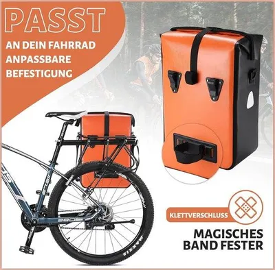 Produktbild von Famanu Fahrradtasche für Gepäckträger mit Schulterriemen - 100% wasserdicht, 18 Liter