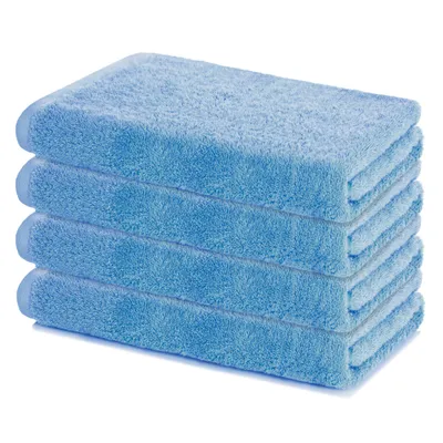 Zdjęcie produktu dla Zestaw 4 ręczników kąpielowych Lavea® Sydney, frotte, 100% bawełna, duże ręczniki kąpielowe do łazienki, toalety dla gości i uprawiania sportu, można prać w temperaturze 60°, 4 sztuki, 60 x 120 cm, kolor delfinowy błękitny
