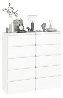 Immagine prodotto di Comodino bianco, set da 2, 5 cassetti, 60 cm di larghezza