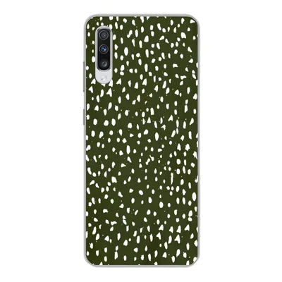 Produktbild von MuchoWow® Handyhülle Schutzhülle Hülle für Samsung Galaxy A70 Polka dots - Weiß - Schwarz Silikon Softcase Handy Hülle - Schutzhaube