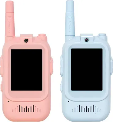 Produktbild von Video-Walkie-Talkie-Set für Kinder – wiederaufladbar, Stimmverzerrer, Display, 2er-Pack, Blau/Rosa, für Kinder von 3–12 Jahren