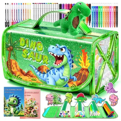 Image de Kit de 72 pièces pour enfants, comprenant une trousse, des crayons de couleur, des feutres, des marqueurs, des autocollants, des livres de coloriage, idéal comme cadeau pour les garçons