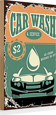 Produktbild von Holzschild Retro 20x30cm Car Wash Service mechanic on duty