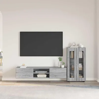 Produktbild von Bestmöbel TV-Schrankset mit Schubladen Graues Sonoma Holzwerkstoff - Wohnwände CC420371