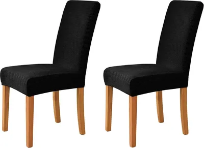 Obrázek produktu pro Stretch židle kryty, měkké ochranné židle kryty protiskluzové židle kryty židle kryt pro židle jídelna pro banket, sada 2, černá