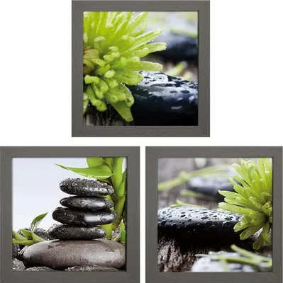 Produktbild von Bilder-Set 3-teilig - Mehrfarbig - 23 x 23 cm - Steine