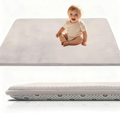 Imagen del producto de Alfombra de juego plegable para bebés, alfombra de juego para niños, alfombra para gatear para bebés. Alfombra para bebés, alfombra para niños de 120 x 180 cm. Alfombra de espuma, alfombra para el suelo, alfombra para niños, alfombra de juego, color crema