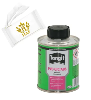 Produktbild von HAF Tangit PVC-U/C/ABS Reiniger & Primer in 125 ml Dose | Spezialreiniger geeignet für Klebeverbindungen aus PVC-U und PVC-C sowie ABS