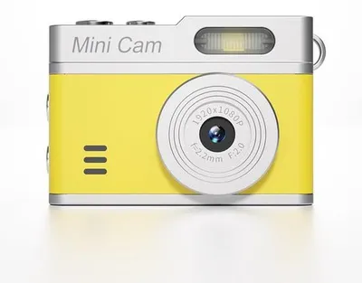 Obrázek produktu pro Kompaktní 12MP cestovní fotoaparát – HD vlogovací kamera s rozlišením 1080p a 0,96" displejem – LED blesk a kreativní filtry – žlutá mini kamera pro studenty a cestovatele