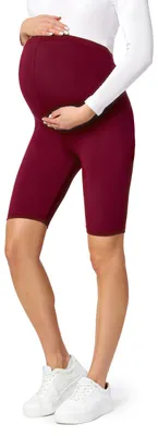 Image de Be Mammy : leggings de grossesse courts en viscose BE-04 (rouge vin, XXL)