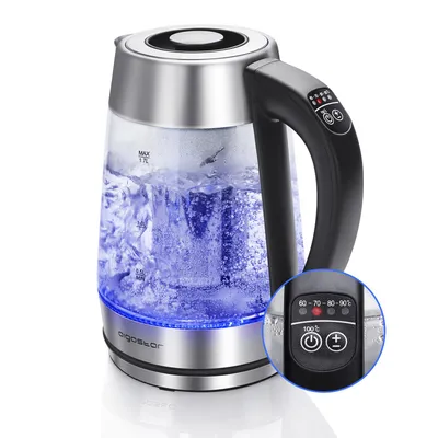 Produktbild von Aigostar - Glas Wasserkocher mit Temperatureinstellung 60°C-100°C, LED Beleuchtung im Farbwechsel, 2200W, 1,7 L, 120 Minuten Warmhaltefunktion