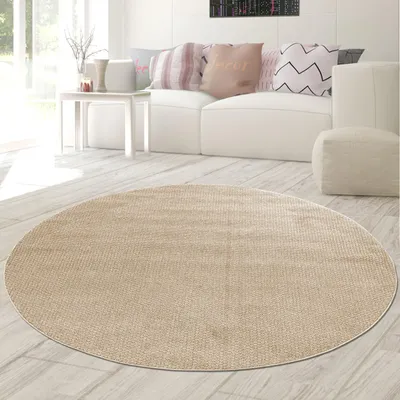 Produktbild von Minimalistischer Wohnzimmerteppich in moderner Schlingenoptik in beige Größe - 160 cm Rund
