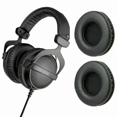 Kunstleder Ohrpolster Kopfband Beyerdynamic DT990 DT880 DT770 Kopfhörer - Schwarz