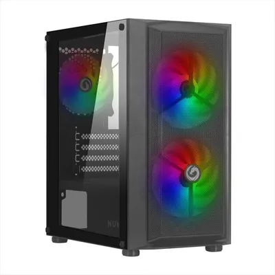 Produktbild von NUWO Blitz R26 Micro-ATX PC Gehäuse Schwarz, 3 RGB Lüfter, gehärtetes Glas, Mini Tower