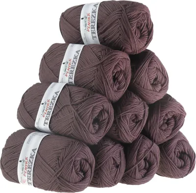 Produktbild von 10 x 50g Strickgarn Terezka 100% Baumwolle Baumwollgarn Häkelgarn, Farbe:rehbraun