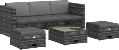 Immagine prodotto di vidaXL Set da salotto da giardino 4 pezzi con cuscini in rattan grigio