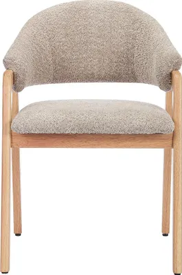 Produktbild von 2 Stühle mit Armlehnen aus Buchenholz und Kautschukholz - Taupe und natur - SOLUNA