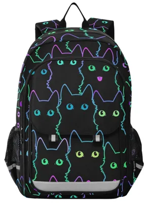 Produktbild von Omgoods – Kinderrucksack mit einem niedlichen Katzen- und Regenbogen-Design für die Schule