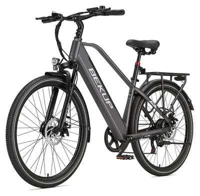 Produktbild von Draixcor V2 E-Bike Cityrad 26 Zoll Trapezrahmen, 522Wh Akku, 75 km Reichweite, 250W Heckmotor, Shimano 7-Gang, Federgabel, Farbdisplay, Grau
