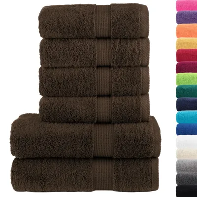 Zdjęcie produktu dla vidaXL 6 szt. Zestaw ręczników premium SOLUND brązowy 600 g/m²