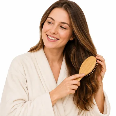 Produktbild von 2er Set Bambus Haarbürste, nachhaltige natürliche Haarbürste für Damen Herren Kinder, antistatische Massagebürste für gesundes Haar und Kopfhaut