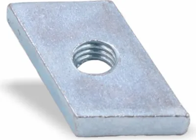 Produktbild von Nutenstein | Gewindeplatte Rhombus 20x13x4 mm M5 Gewinde Winkel 24° | Stahl verzinkt 5-8um