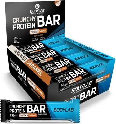 Produktbild von BODYLAB Crunchy Protein Bar Deluxe - 12x65g - Kokosnuss-Karamell