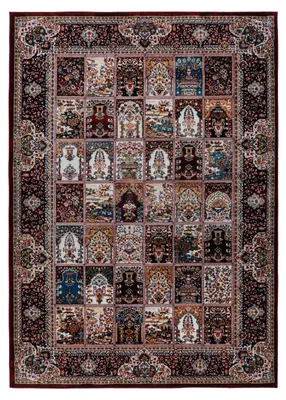 Produktbild von Padiro Eleganter Kurzflor-Teppich 160 x 230 cm - Bordeaux - Vintage-Muster - für Fußbodenheizung - aus Polyester
